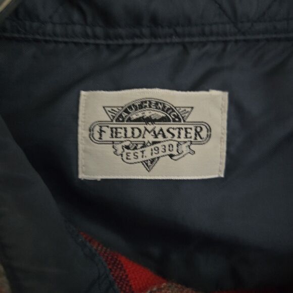 Fieldmaster Red Plaid Flannel Shirt Men L Wool Blend Button Down Workwear Vtg - Picture 4 of 7